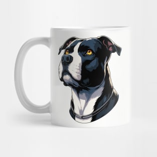 Stunning and Cool American Staffordshire Terrier Monochrome and Gold Portrait for Father's Day Mug